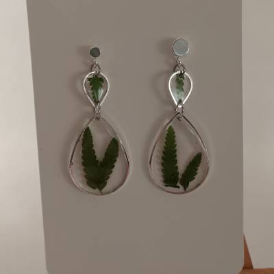 Ohrringe mit echtem Farn, handegmacht - verschiedene Varianten 925 Silber