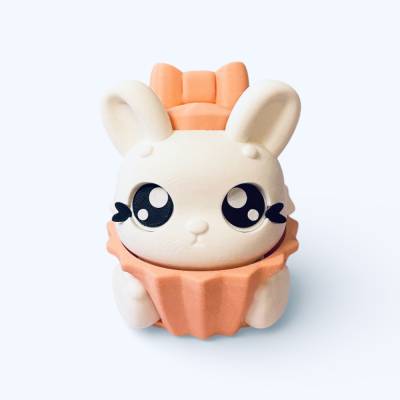 Kawaii Hasen-Clicker mit beweglichen Beinen – Chibi Figur in Pastellfarben