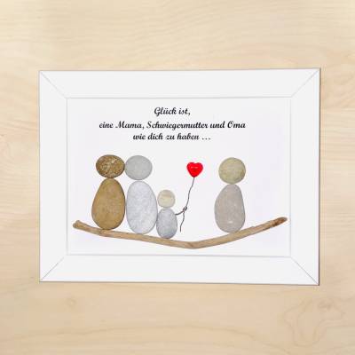 Handgemachtes Steinbild Familie – Personalisiertes Geschenk für Mama, Oma & Schwiegermutter, STB-321