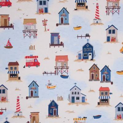 Canvas Dekostoff Häuser skandinavisch