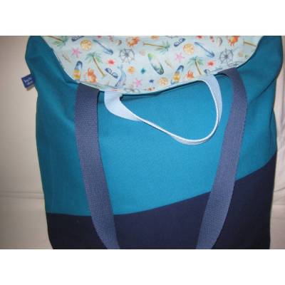Stofftasche Maritim aus Baumwolle mit vier Henkeln