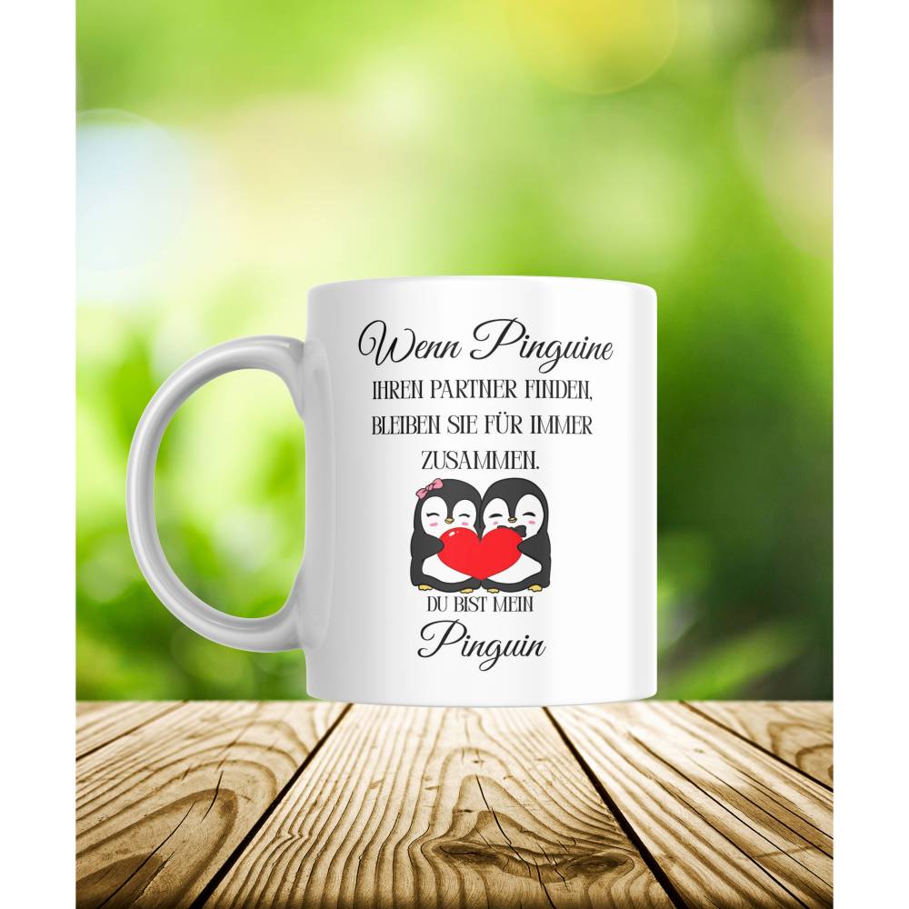 Kaffeebecher 'Du bist mein Pinguin' – Bedruckte Tasse als süße Valentinstag Liebeserklärung, Hochzeitstag, Jahrestag