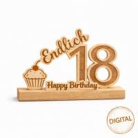 Laserdatei 18er Geburtstag, Schneidedatei DIGITAL, SVG Motiv