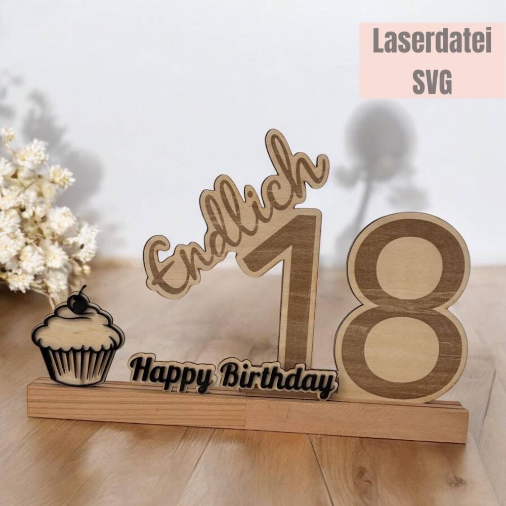 Laserdatei 18er Geburtstag, Schneidedatei DIGITAL, SVG Motiv Bild 4