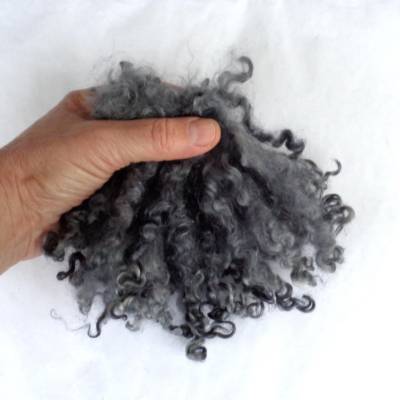 15g Handgefärbte graue Wensleydalelocken 10-12cm, Wolllocken, Puppenhaar, Filzwolle, Zwergenbärte, Spinnwolle