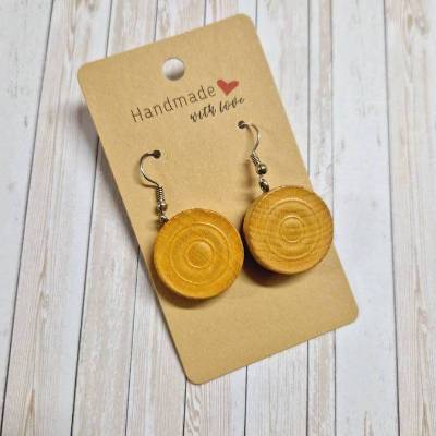 Ohrringe Ohrhänger Spielstein Mühle Holz  – 4,5 cm – originelle Geschenkidee