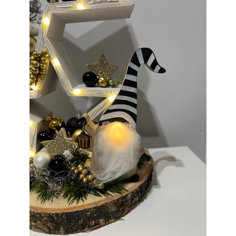 Weihnachtsdeko mit Sternen Weihnachtsgesteck schwarz gold