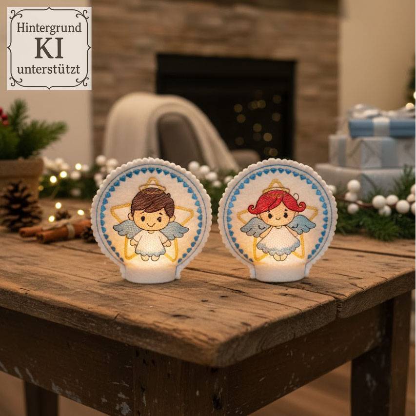 Stickdateien Teelichthüllen Engel ITH Shabby Stil – 4 Motive ab 10x10 Rahmen Bild 7