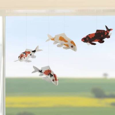 Koi Paket "Hi Utsuri und Taisho" Bastelbogen (E-Book, pdf), Fische Mobile