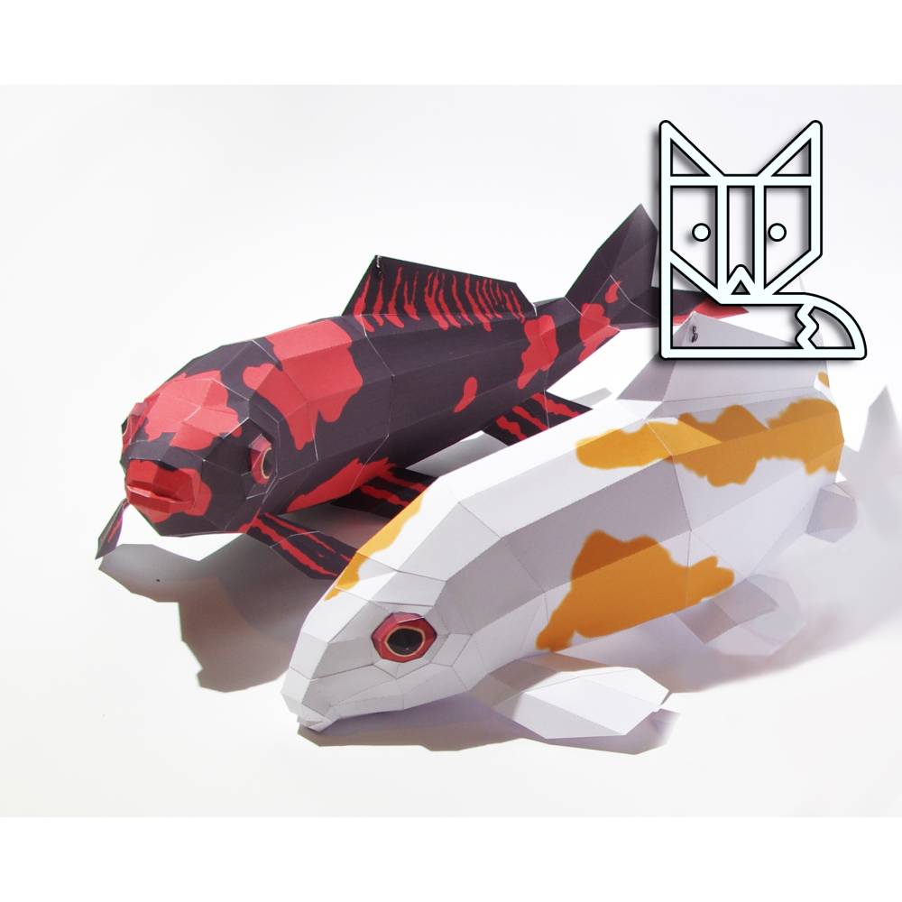Koi Paket "Hi Utsuri und Taisho" Bastelbogen (E-Book, pdf), Fische Mobile Bild 5