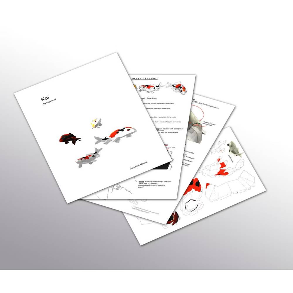 Koi Paket "Hi Utsuri und Taisho" Bastelbogen (E-Book, pdf), Fische Mobile Bild 7