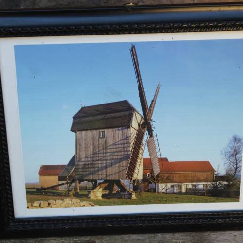Ornament Bilderrahmen Holz mit Windmühlen Foto Vintage