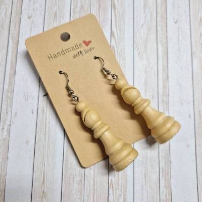 Ohrringe Ohrhänger Schachfigur Läufer Holz  – 7 cm – originelle Geschenkidee
