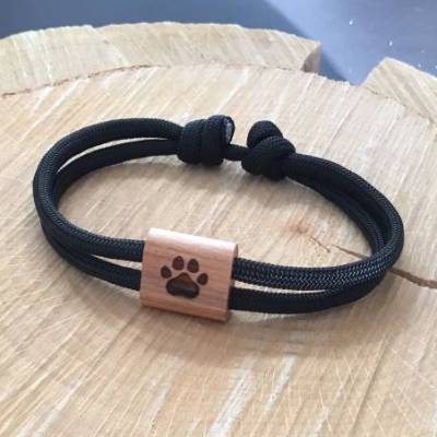 Segeltau-Armband mit lasergraviertem Holzschieber (Kirsche)
