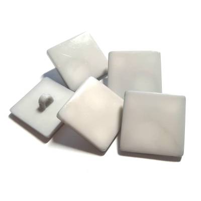6 Retro Mantelknöpfe Quadratisch mit Steg, Kunststoff Grau in Steinoptik 20mm X 20mm