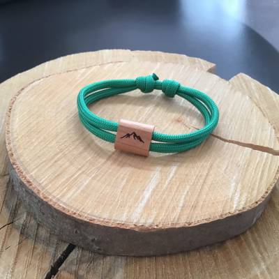Segeltau-Armband mit lasergraviertem Holzschieber (Kirsche)