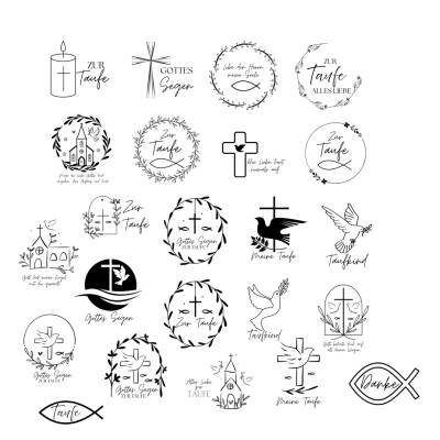 Taufe Bundle PNG SVG Datei - Download Plotterdatei - Plotter File - Kirche Fisch Bibel Kreuz Cricut - Deutsche Bibel 