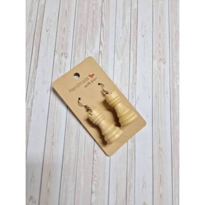 Ohrringe Ohrhänger Schachfigur Turm Holz  – 5 cm – originelle Geschenkidee