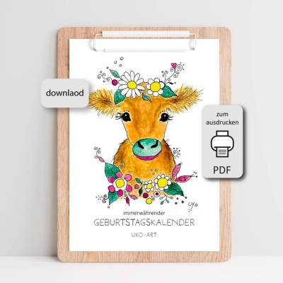 Geburtstagskalender Tiere DIN A4 PDF – Bunt, zeitlos & immerwährend zum Ausdrucken