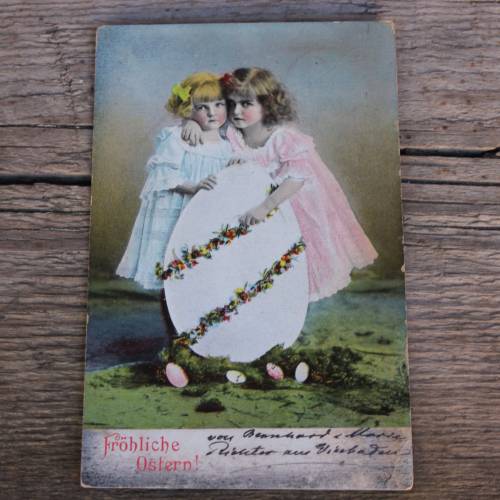 Jugendstil Postkarte / Fröhliche Ostern / Lithografie / gelaufen /  Ostern 1905