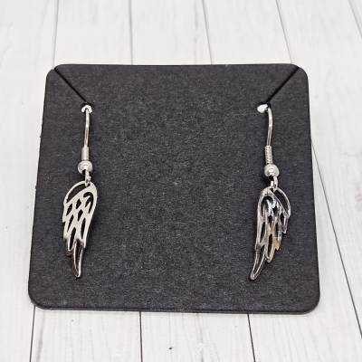 Edelstahl Ohrhänger "Engelsflügel" Silberfarben | Zarte, filigrane Flügel-Ohrringe | Ca. 18mm Höhe