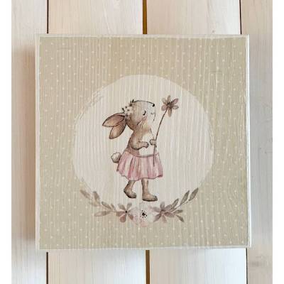 Holzbild, Hasenmädchen, zum Aufhängen oder Aufstellen; Ostern