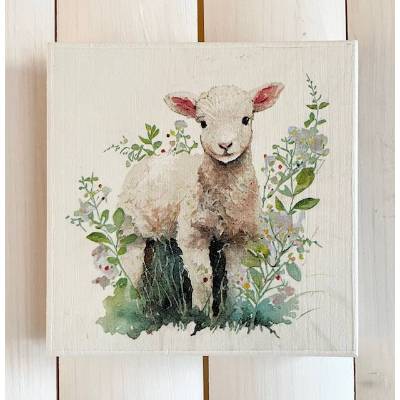 Holzbild, Osterlamm, zum Aufhängen oder Aufstellen; Ostern