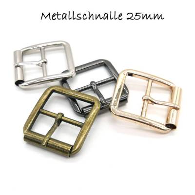 Metallschnalle viereckig 25 mm – Taschen- & Gürtelzubehör – 2 Stück in Gold, Silber, Messing-Antik, Schwarz-Nickel