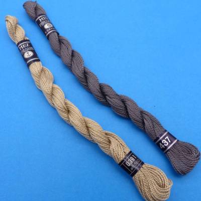 Perlgarn, Stärke 5, MEZ, Anchor, Baumwolle, beige, grau, Stickgarn, Hardanger, Häkeln