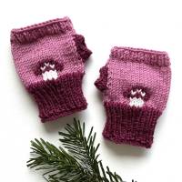 Baby/Kleinkind - 1 Paar handgestrickte Pulswärmer mit Daumenloch,Pilz - Armstulpen,Handstulpen,Geschenk,unisex
