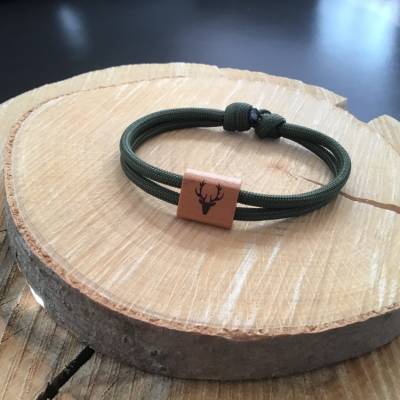 Segeltau-Armband mit lasergraviertem Holzschieber (Kirsche)