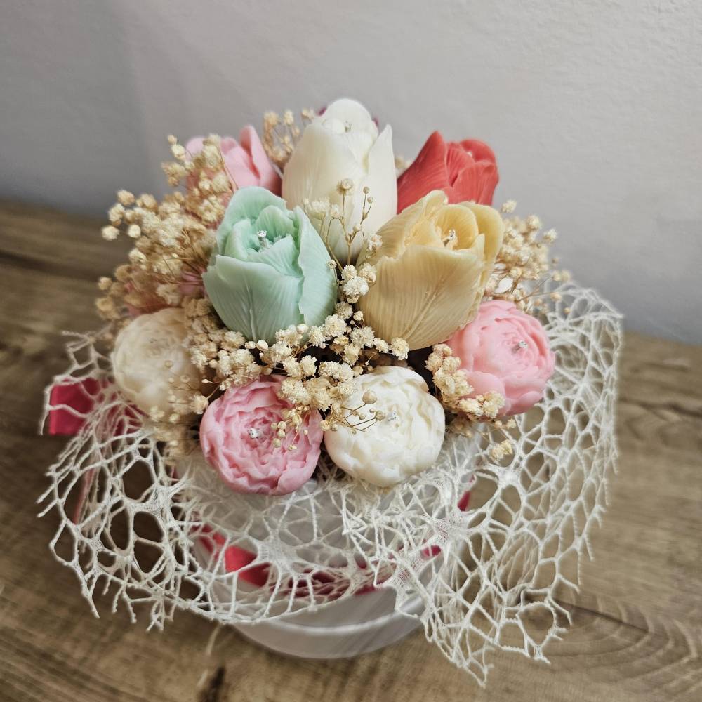 Bunter Tulpenstrauß mit Kerzenblumen | Frühlingsstrauß frisch & farbenfroh