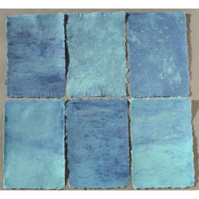 6 Blatt handgeschöpftes Papier, blau/türkis, ca. A5, Bastelpapier für Kartengestaltung, Papiercollagen und Scrapbooking