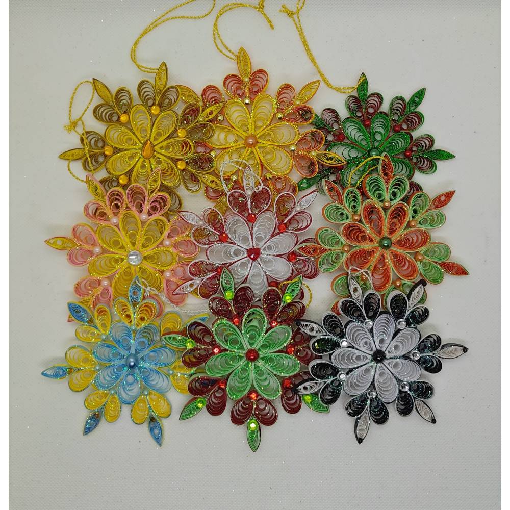 Handgemachte Quilling-Schneeflocke aus Papier  filigraner  Weihnachtsschmuck, Weihnachtsstern