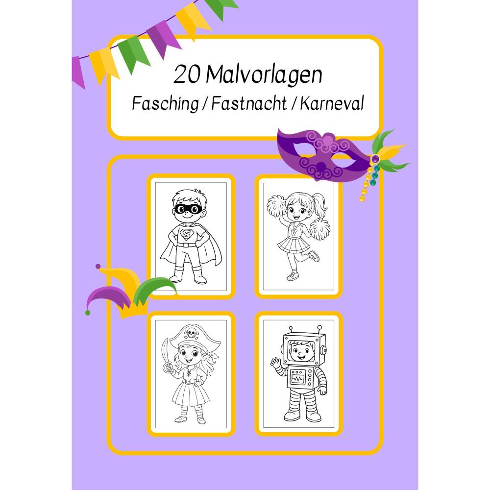 20 Malvorlagen Fasching / Karneval / Fastnacht Bild 1