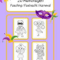 20 Malvorlagen Fasching / Karneval / Fastnacht