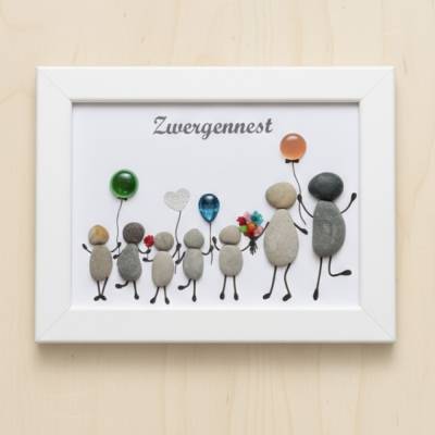 Handgemachtes Steinbild Kita Gruppenbild – Personalisiertes Abschiedsgeschenk mit Wunschname, STB-228