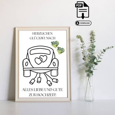 Geldgeschenk Hochzeit - Last Minute Geldgeschenk zum Ausdrucken – Sofort PDF Download Hochzeitsgeschenk Mr Mrs Lie
