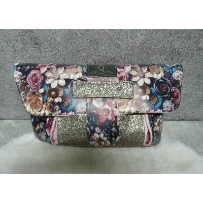 Schminktasche Edle Blumen – Elegante Kosmetiktasche mit Kellerfalten & Magnetverschluss