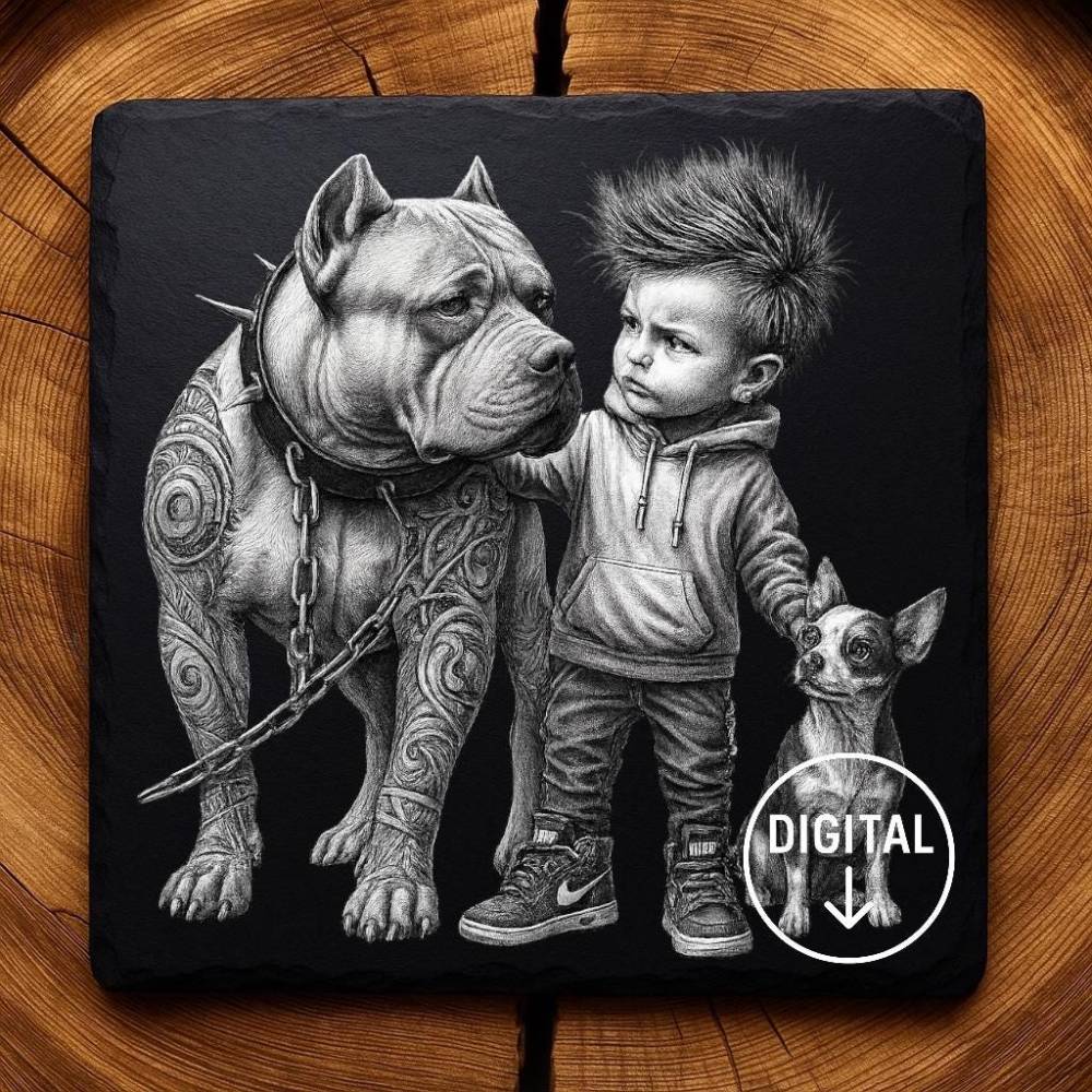 Laserdatei Cooler Junge – Gravurdatei PNG für Schiefer & Holz | Bildgravur Bild 2