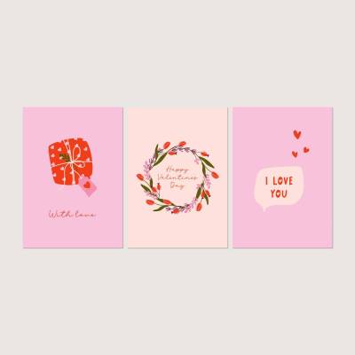 Postkarten Set *Sweet Valentine* / 3 Geschenkkarten für Valentinstag, Geburtstag und Muttertag