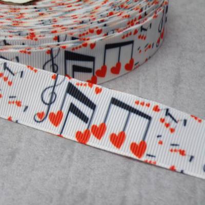 Notenschlüssel Ripsband 22 mm – Musik, Herz & Liebe Motiv für Chor & Nähen