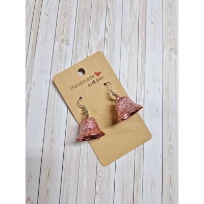 Ohrringe Ohrhänger Glocken Glitzer rosa  – 4 cm – originelle Geschenkidee