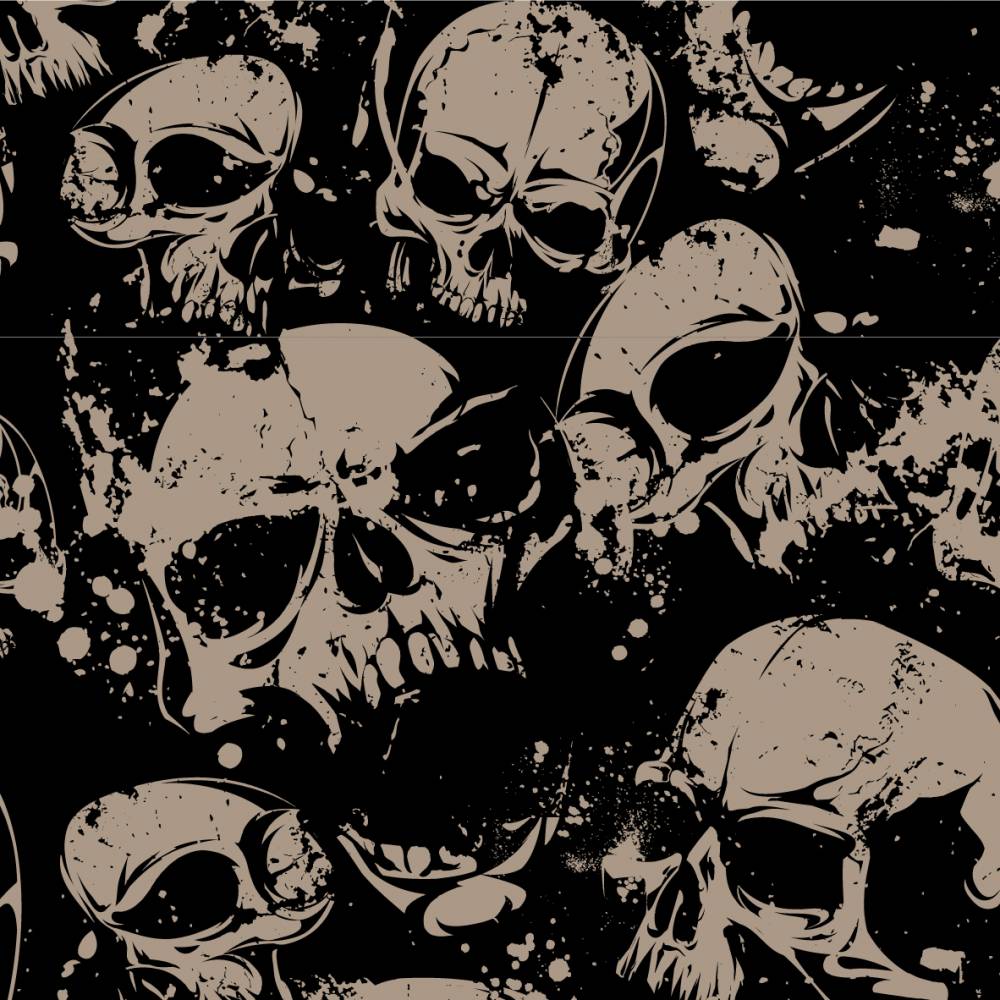 Rest:0,8mx1,45m Baumwolle  Kim Totenkopf skulls Schädel  beige/schwarz Oeko-Tex Standard 100 Bild 1