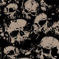 Rest:0,8mx1,45m Baumwolle  Kim Totenkopf skulls Schädel  beige/schwarz Oeko-Tex Standard 100