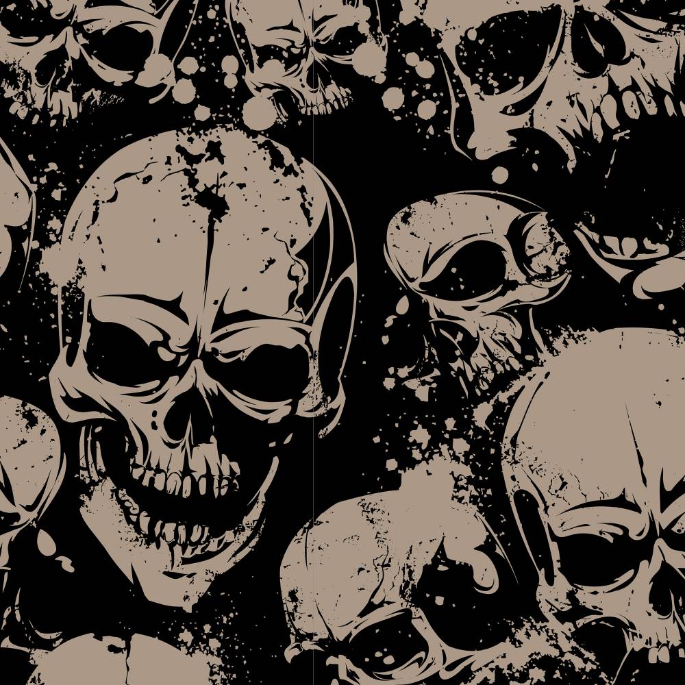 Rest:0,8mx1,45m Baumwolle  Kim Totenkopf skulls Schädel  beige/schwarz Oeko-Tex Standard 100 Bild 2