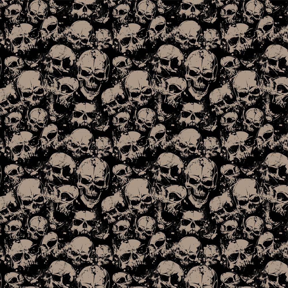 Rest:0,8mx1,45m Baumwolle  Kim Totenkopf skulls Schädel  beige/schwarz Oeko-Tex Standard 100 Bild 3