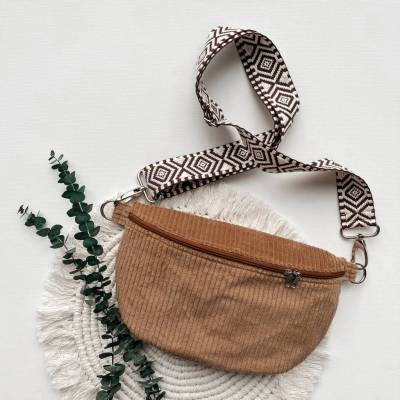 Bauchtasche aus Cord, Karamell, Gürteltasche, Hipbag, Crossbody Tasche