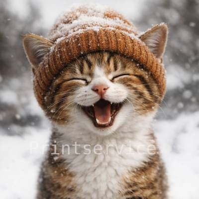 Katzenkinder im Winter – 6 Clipart-Bilder süßer Kätzchen im Schnee als JPG & PNG