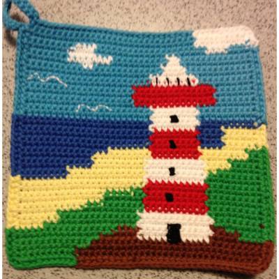 DIY-Häkelanleitung Topflappen Leuchtturm